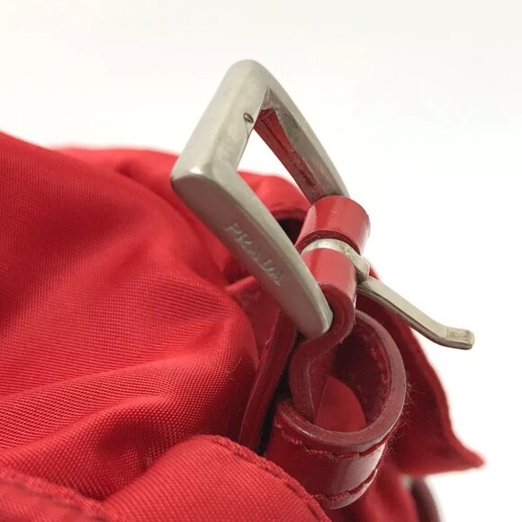 PRADA Logo Plate W pocket Backpack Nylon Red/SilverHardware - Picture 7 of 14